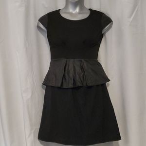 Faux vegan leather Black Preplum  Dress